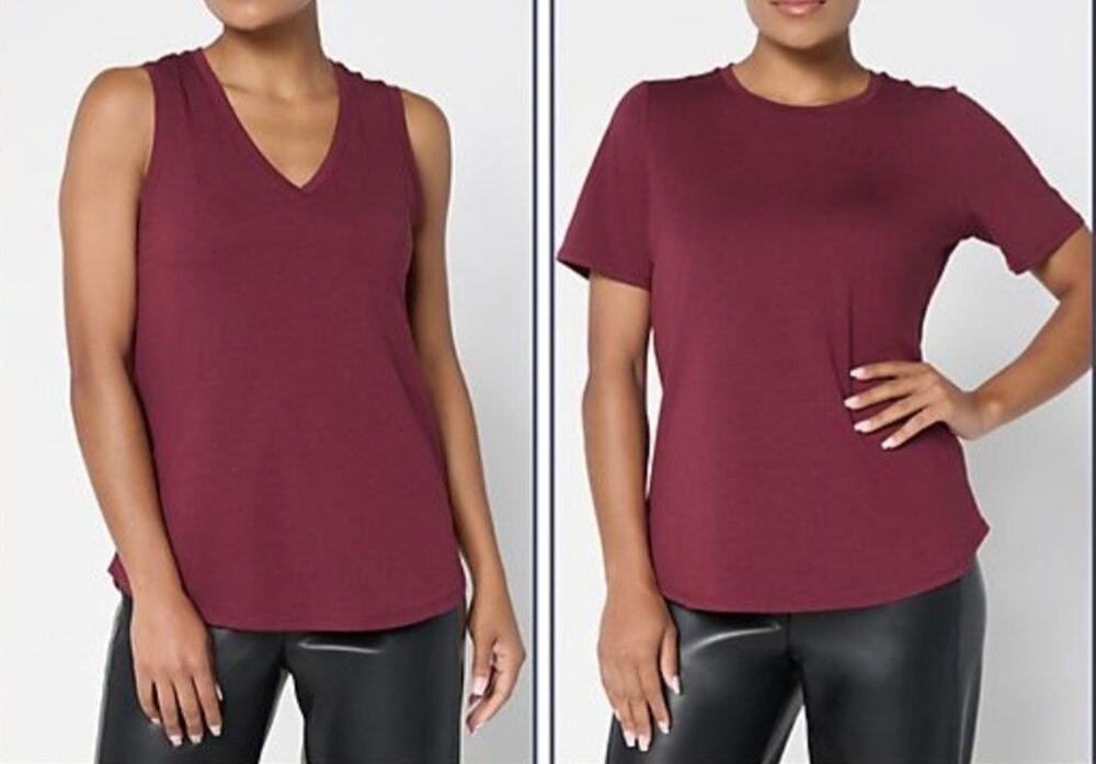 Stacy London Size 1X Wine Two Pack Tank & Tee Set A699220 NWOT